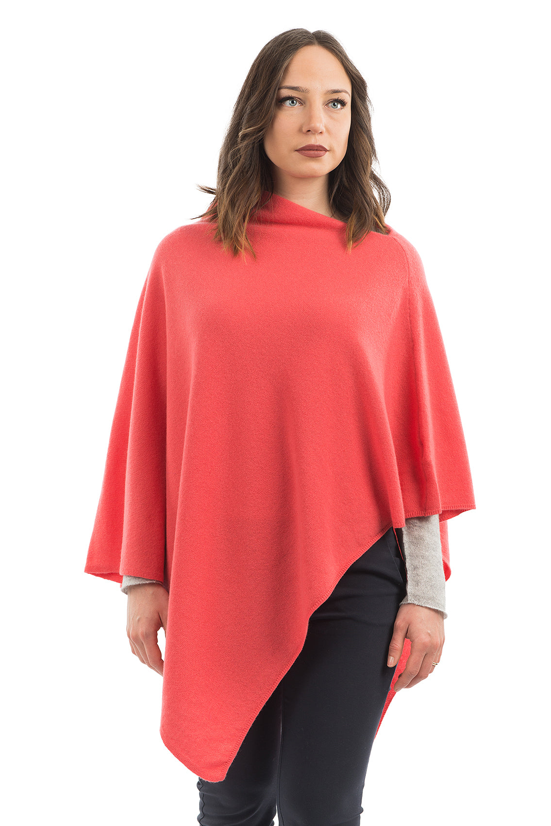 Poncho femme mélange cachemire, coloris Orange | Dalle Piane Cashmere