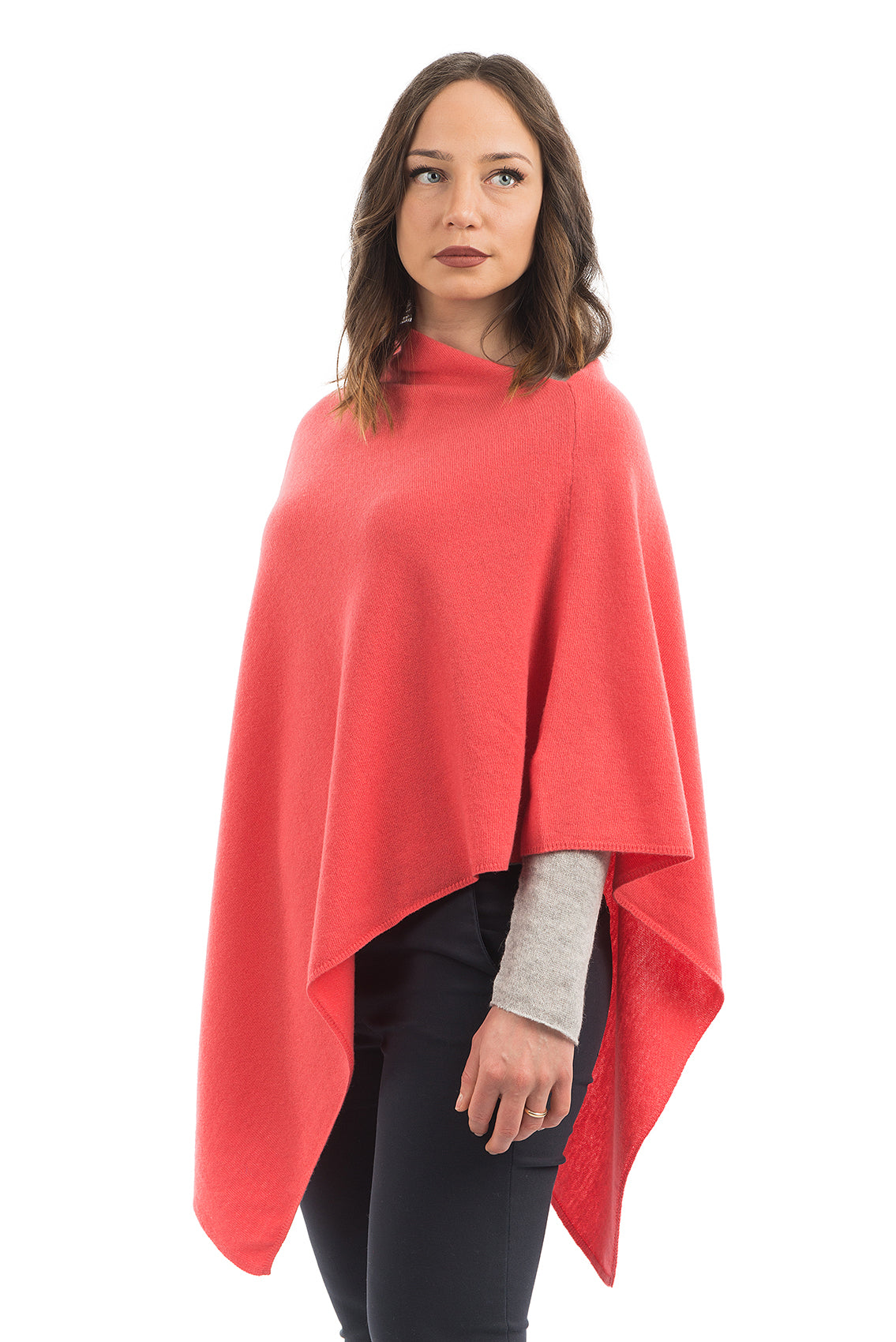 Poncho femme mélange cachemire, coloris Orange, vue 2 | Dalle Piane Cashmere