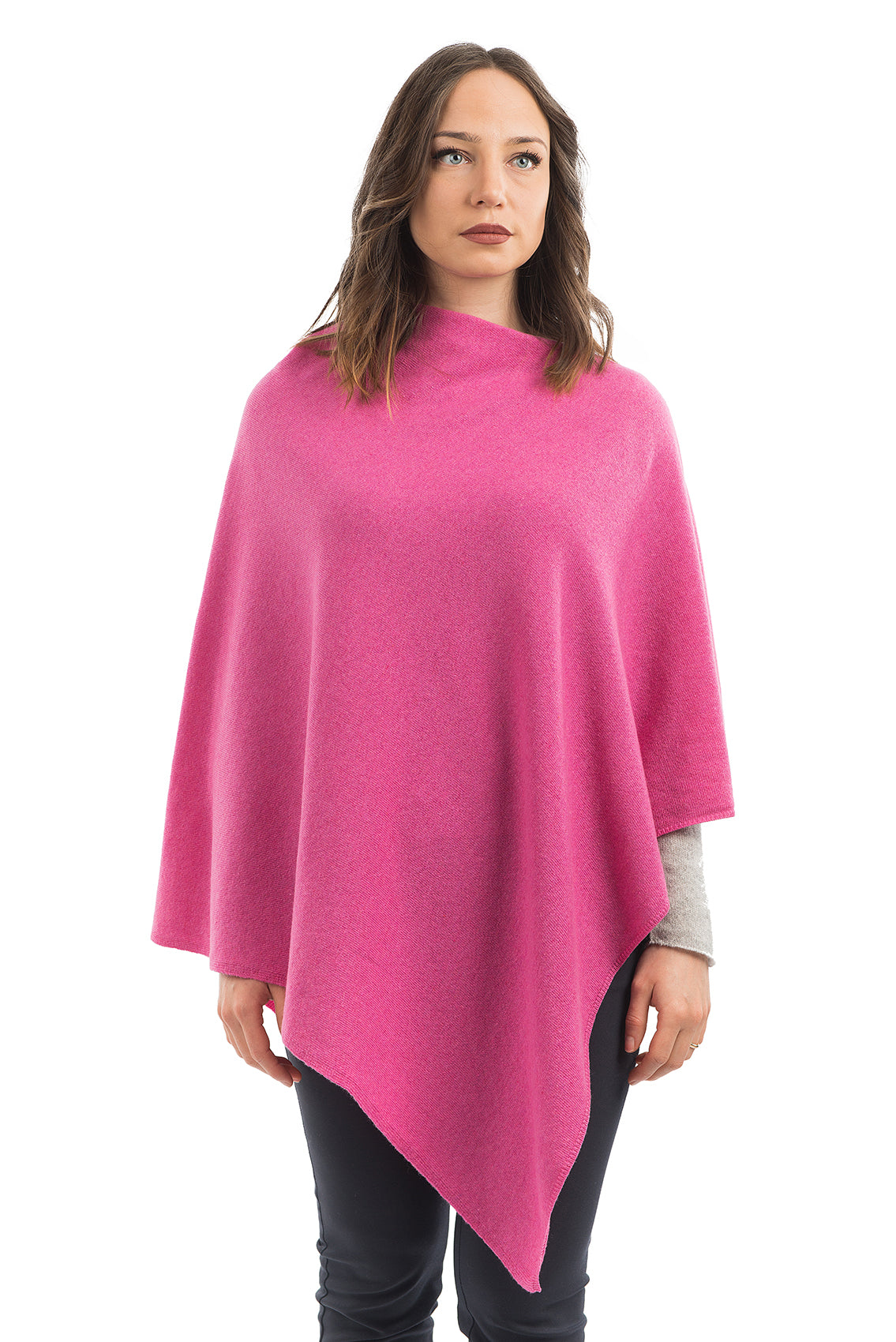 Poncho femme mélange cachemire, coloris Fuchsia | Dalle Piane Cashmere