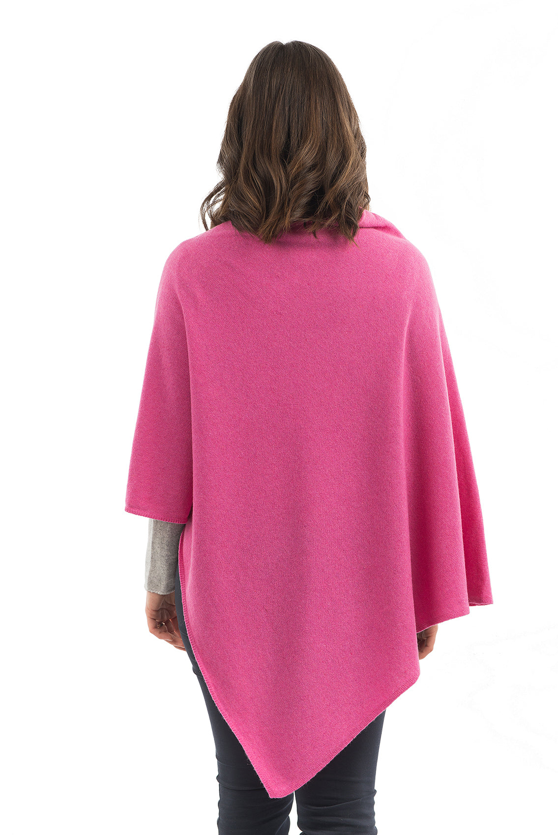 Poncho femme mélange cachemire, coloris Fuchsia, vue 3 | Dalle Piane Cashmere