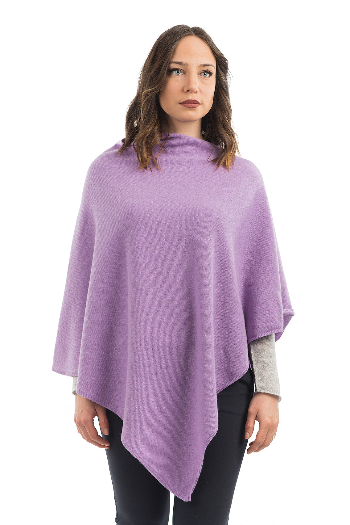 Poncho femme mélange cachemire, coloris Lilas | Dalle Piane Cashmere