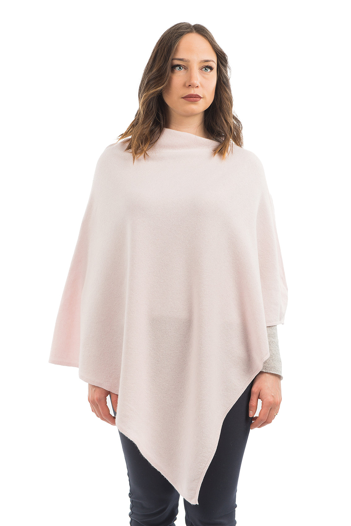 Poncho femme mélange cachemire, coloris Rose | Dalle Piane Cashmere