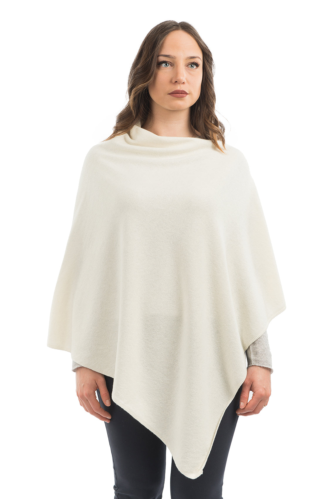 Poncho femme mélange cachemire, coloris Crème | Dalle Piane Cashmere