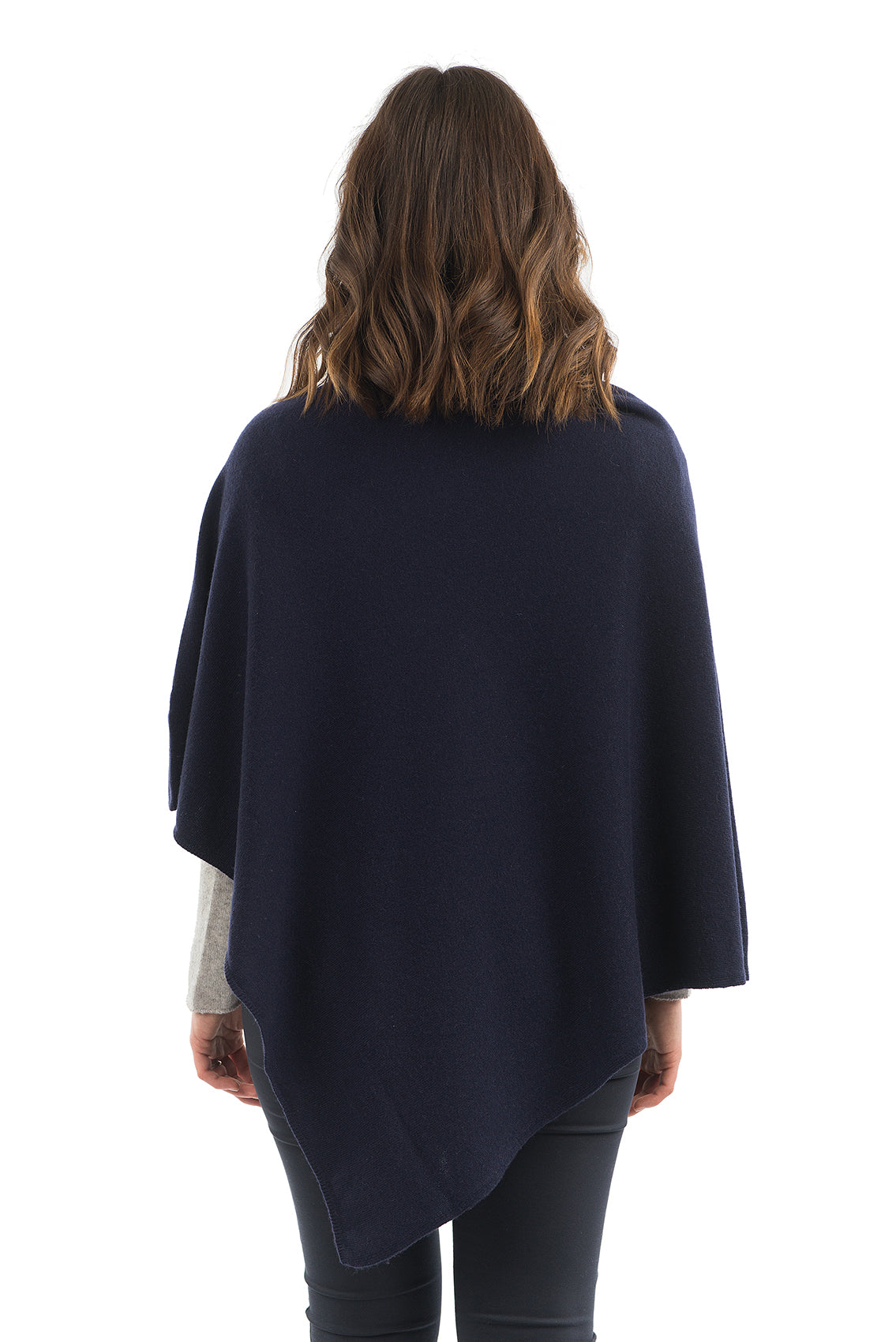 Poncho femme mélange cachemire, coloris Bleu, vue 3 | Dalle Piane Cashmere