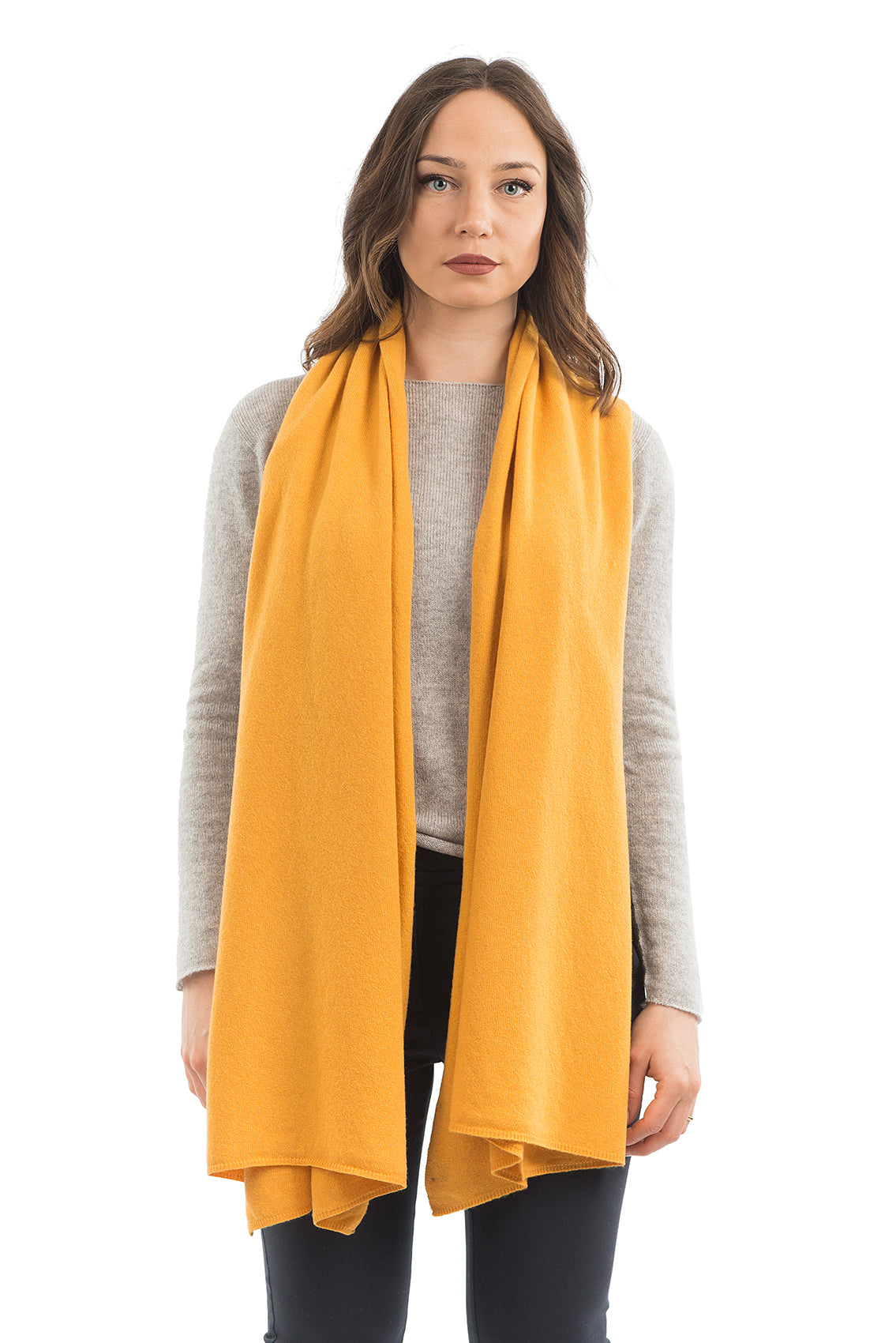 Étole femme mélange cachemire, coloris Jaune, vue 2 | Dalle Piane Cashmere