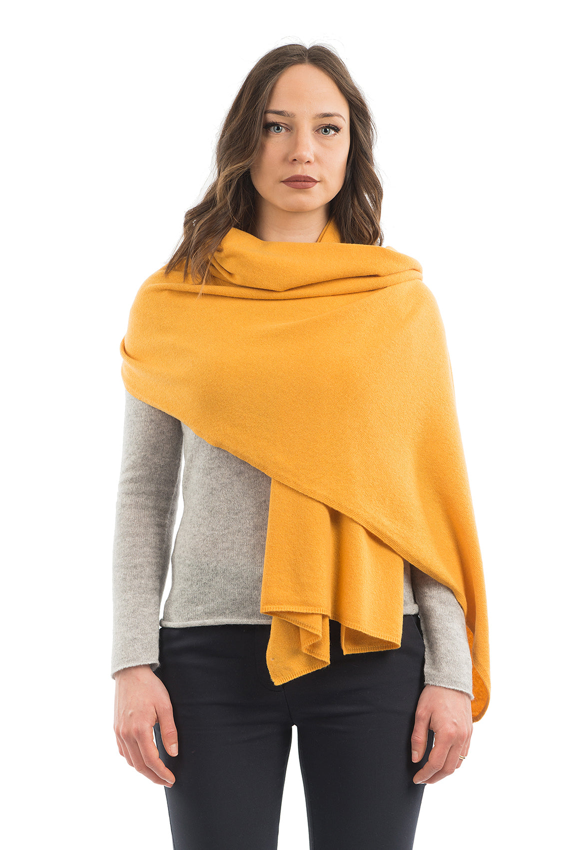 Étole femme mélange cachemire, coloris Jaune | Dalle Piane Cashmere