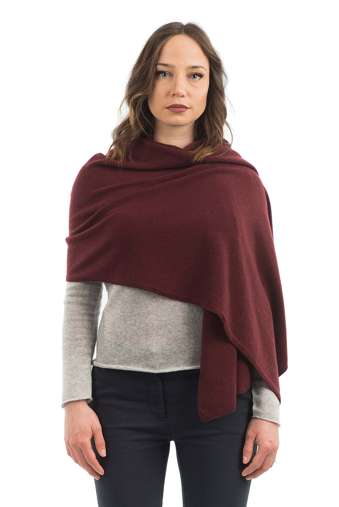 Étole femme mélange cachemire, coloris Bordeaux | Dalle Piane Cashmere
