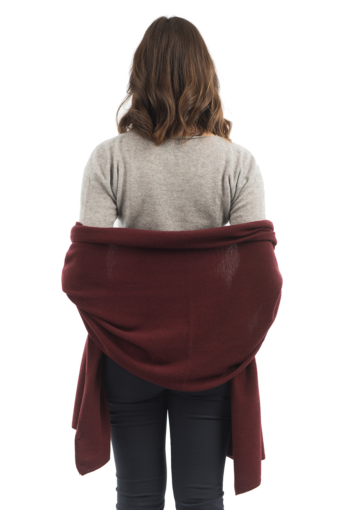 Étole femme mélange cachemire, coloris Bordeaux, vue 3 | Dalle Piane Cashmere