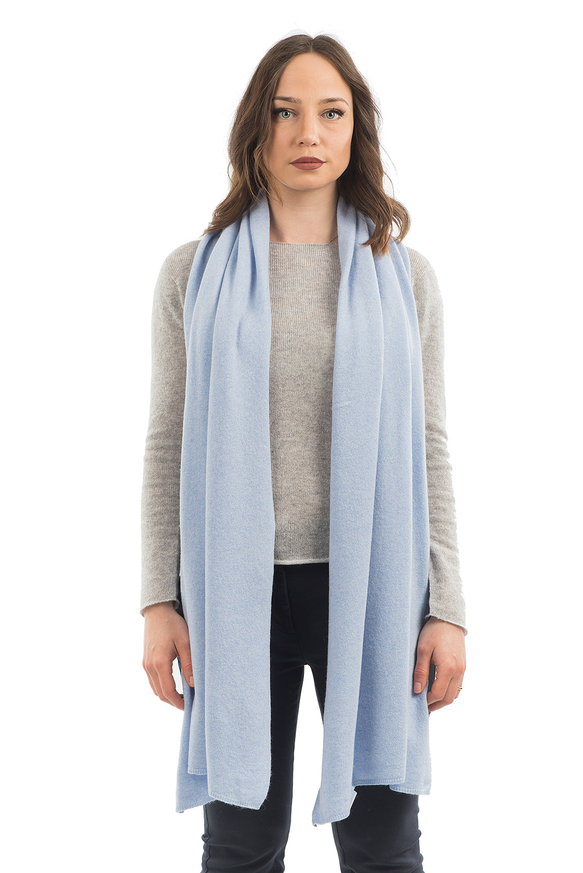 Étole femme mélange cachemire, coloris Ciel | Dalle Piane Cashmere