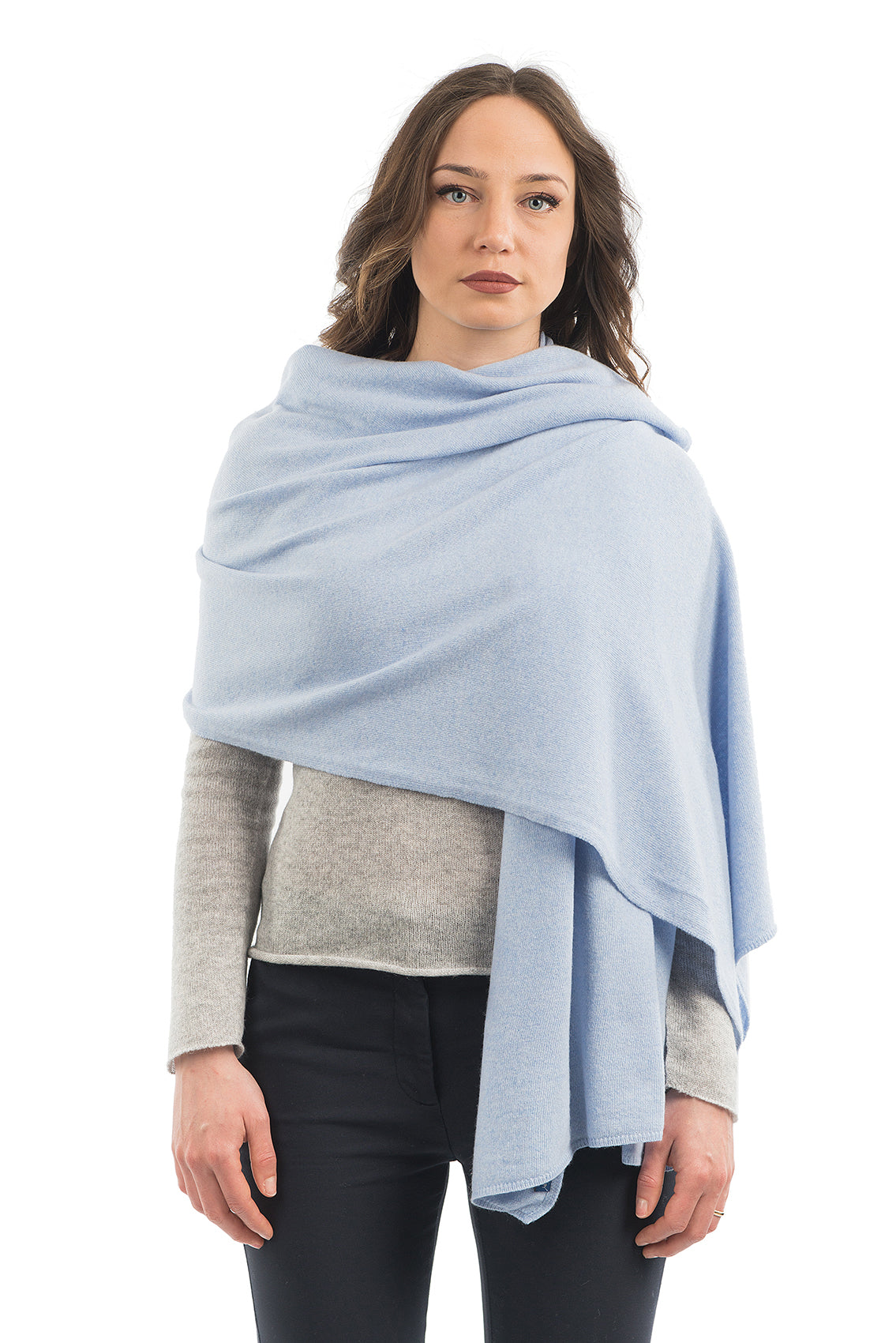 Étole femme mélange cachemire, coloris Ciel, vue 2 | Dalle Piane Cashmere