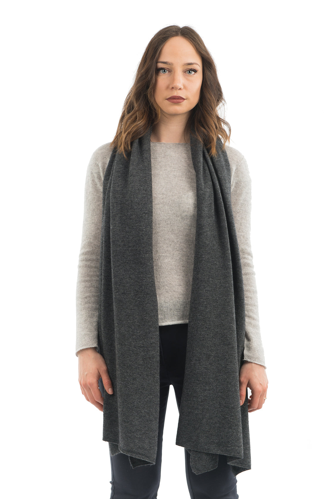 Étole femme mélange cachemire, coloris Anthracite, vue 2 | Dalle Piane Cashmere