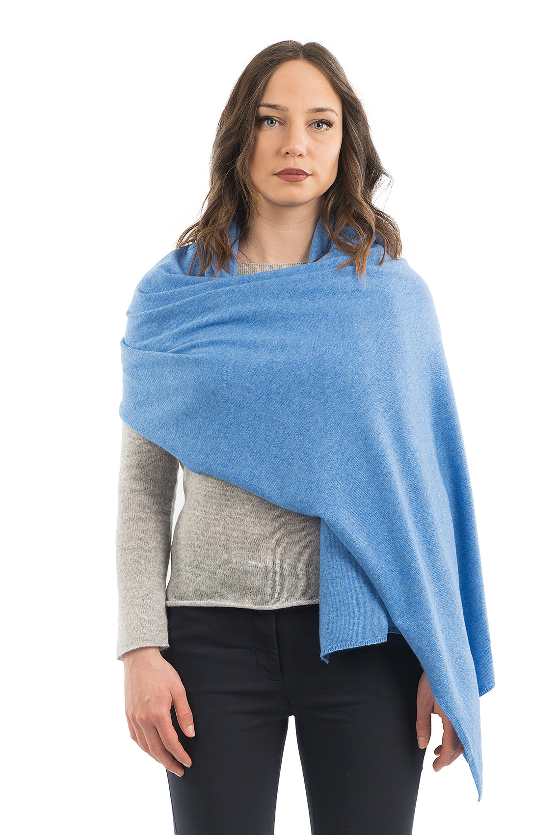 Étole femme mélange cachemire, coloris Azur, vue 2 | Dalle Piane Cashmere