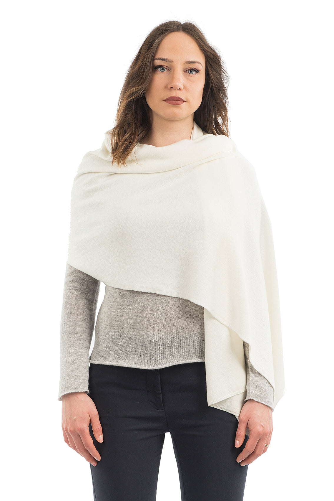 Étole femme mélange cachemire, coloris Crème, vue 2 | Dalle Piane Cashmere