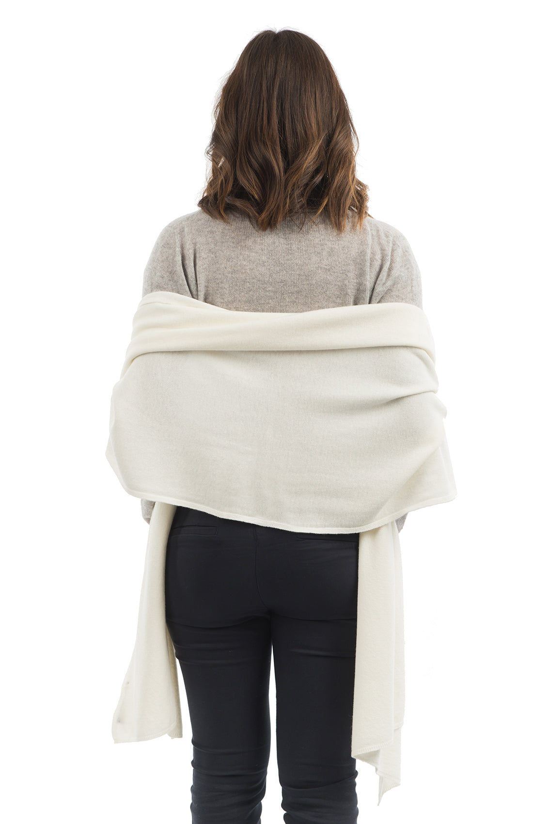Étole femme mélange cachemire, coloris Crème, vue 3 | Dalle Piane Cashmere