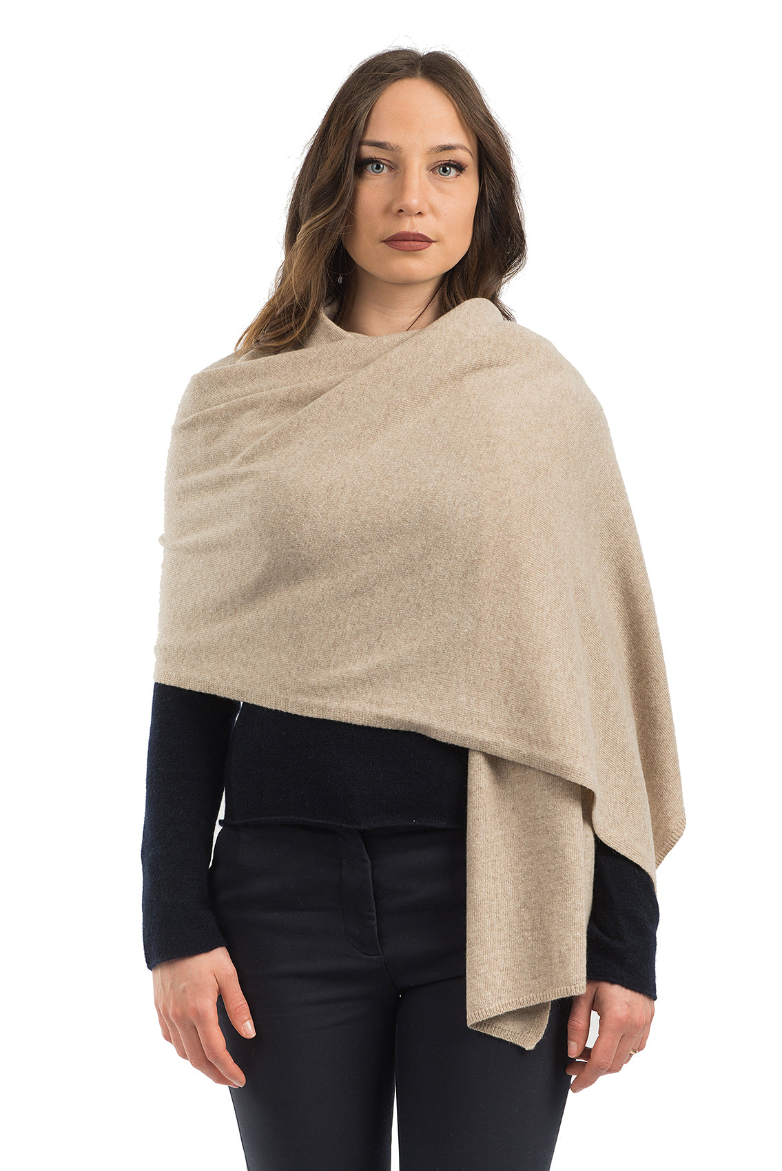 Stola misto cashmere, colore Beige, vista 2 | Dalle Piane Cashmere