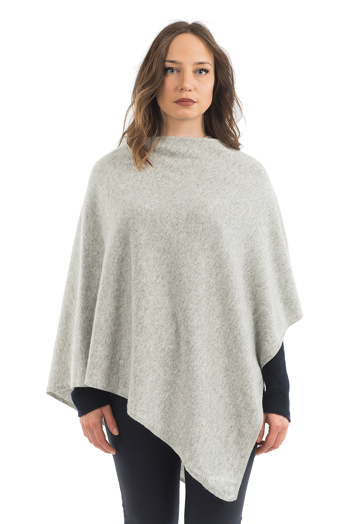 Poncho femme mélange cachemire, coloris Gris | Dalle Piane Cashmere
