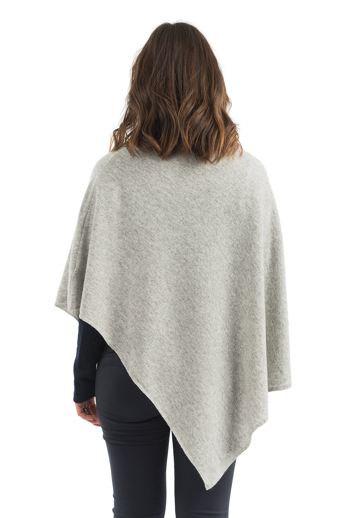 Poncho femme mélange cachemire, coloris Gris, vue 3 | Dalle Piane Cashmere