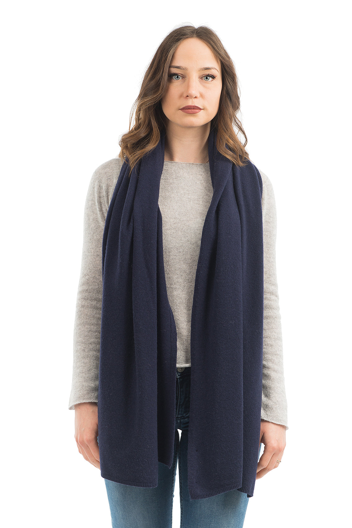 Étole femme mélange cachemire, coloris Bleu, vue 2 | Dalle Piane Cashmere