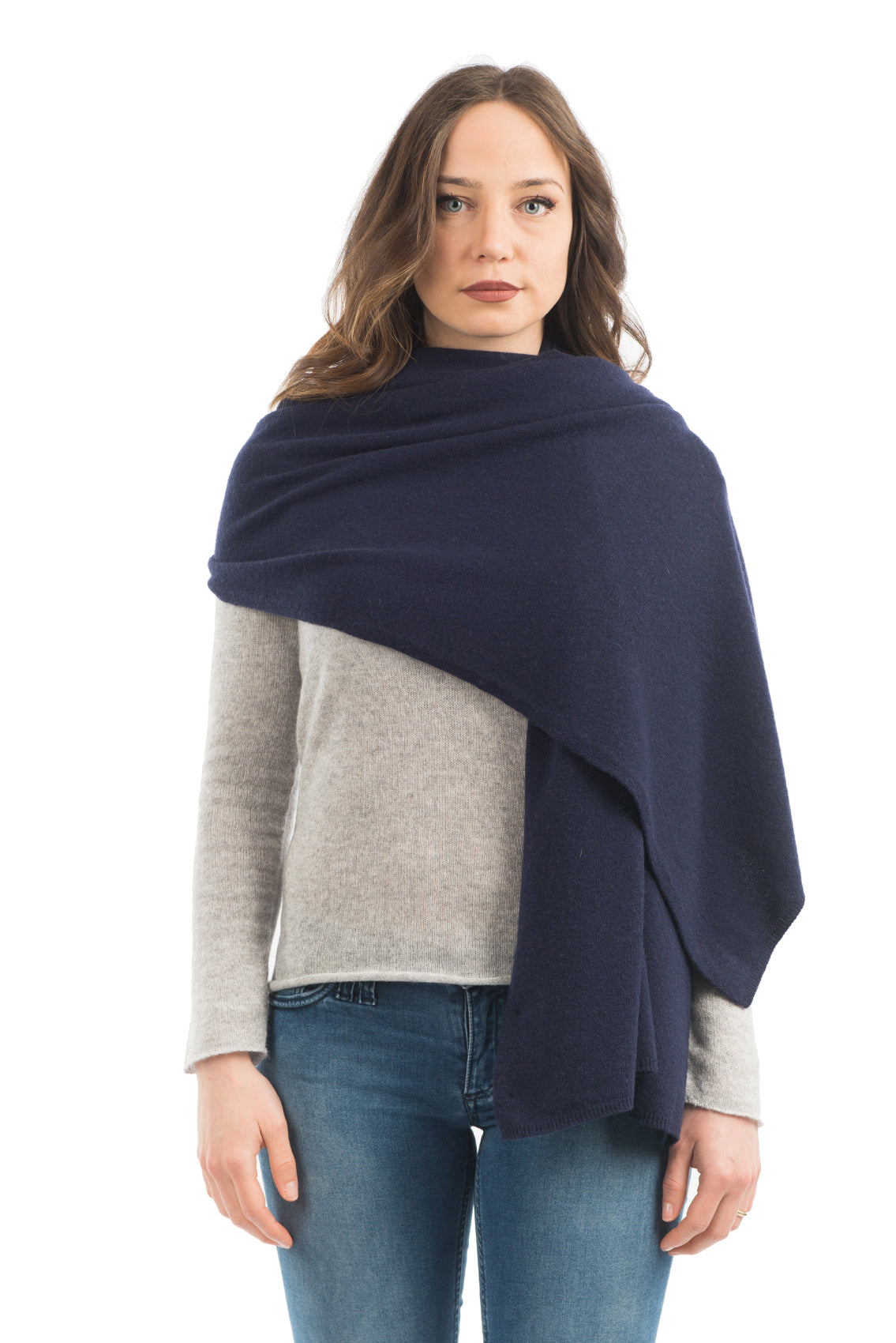 Étole femme mélange cachemire, coloris Bleu | Dalle Piane Cashmere