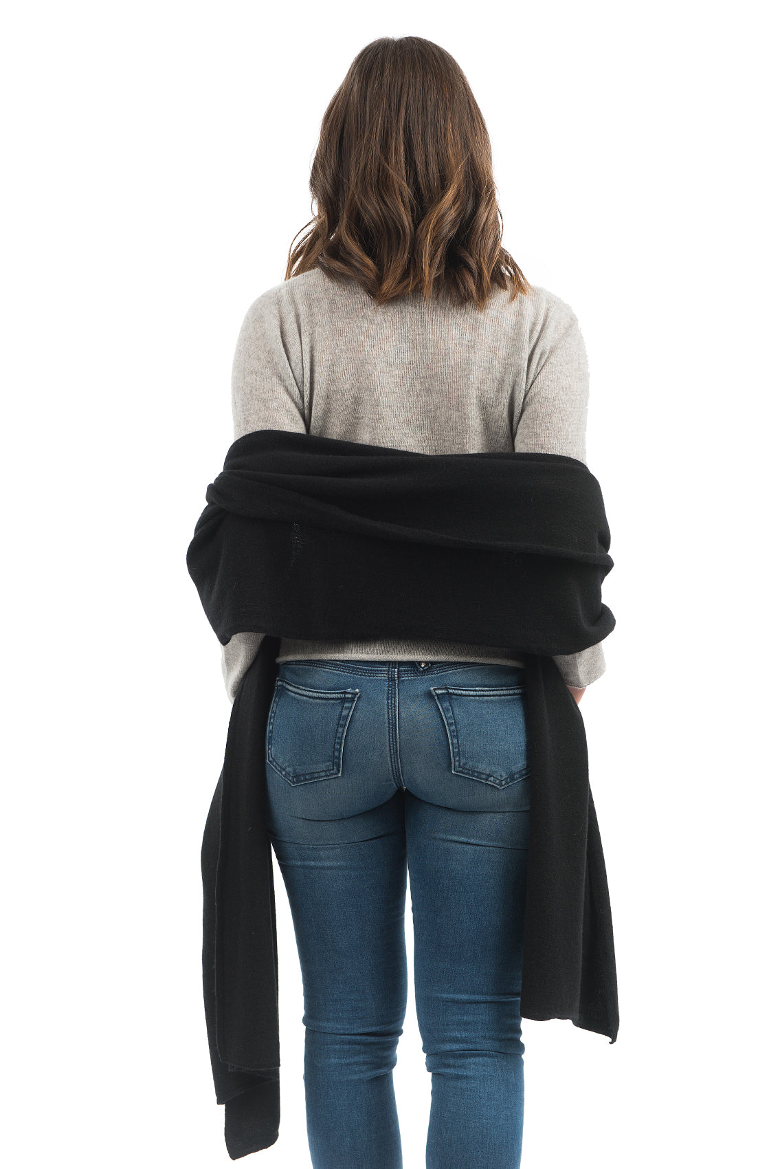 Étole femme mélange cachemire, coloris Noir, vue 3 | Dalle Piane Cashmere