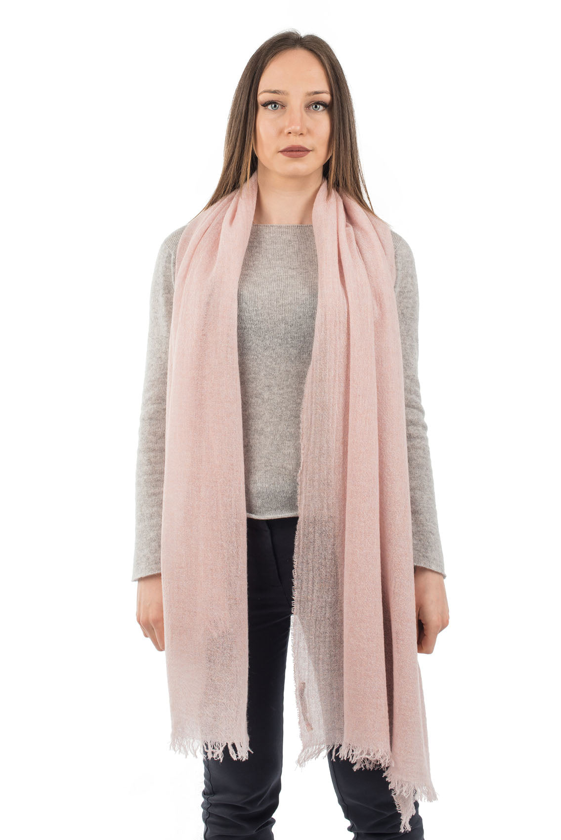 Pashmina femme 100 % cachemire, coloris Rose | Dalle Piane Cashmere