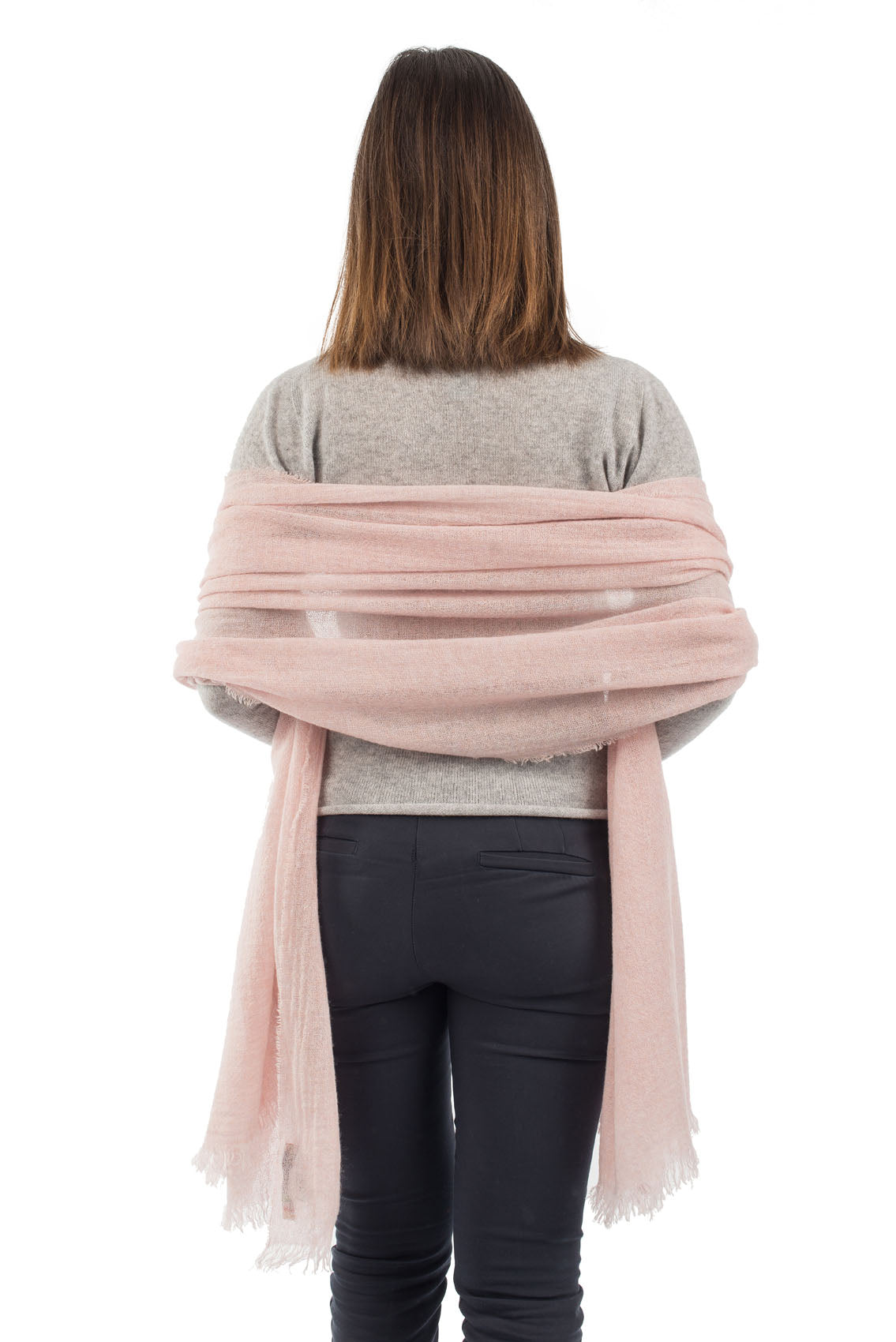 Pashmina femme 100 % cachemire, coloris Rose, vue 3 | Dalle Piane Cashmere