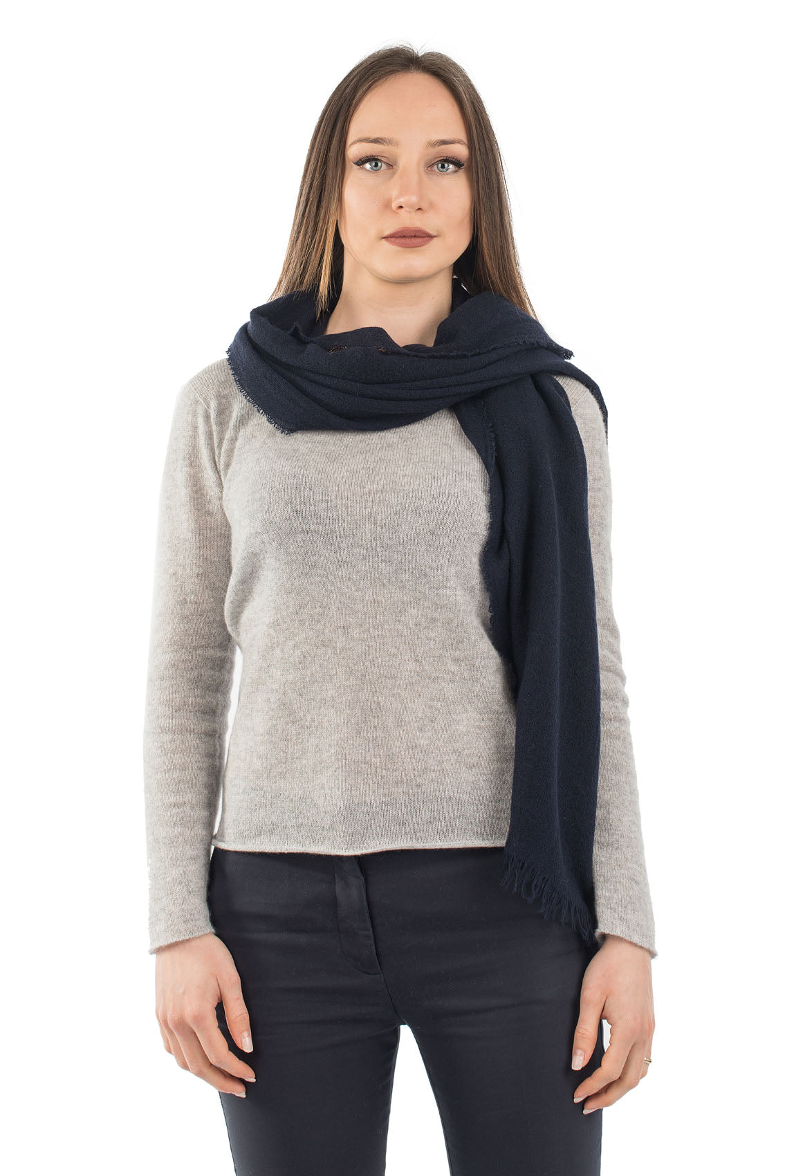 Pashmina femme 100 % cachemire, coloris Bleu, vue 3 | Dalle Piane Cashmere