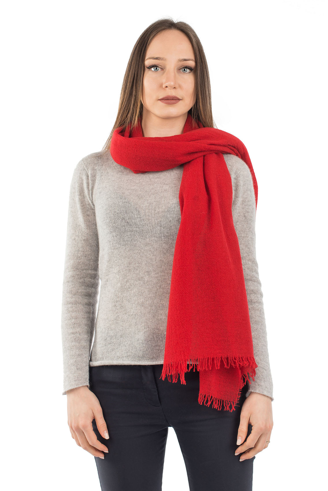Pashmina femme 100 % cachemire, coloris Rouge, vue 3 | Dalle Piane Cashmere