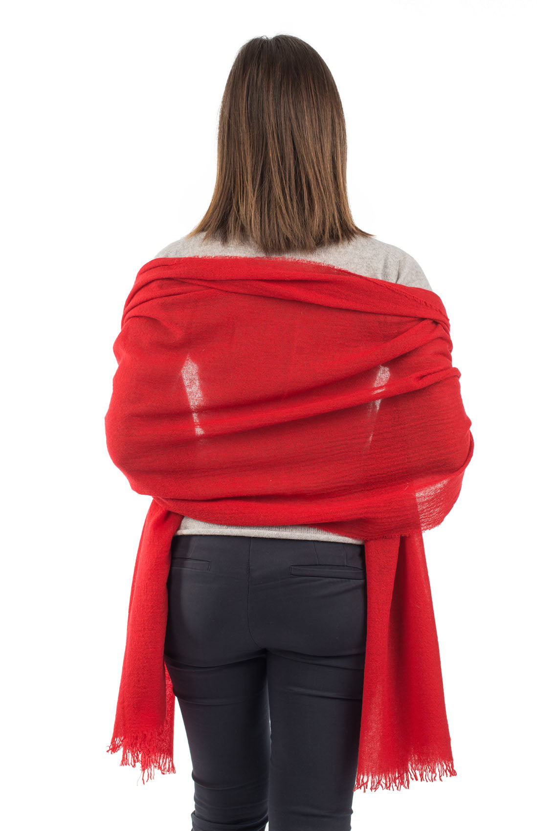 Pashmina femme 100 % cachemire, coloris Rouge, vue 4 | Dalle Piane Cashmere