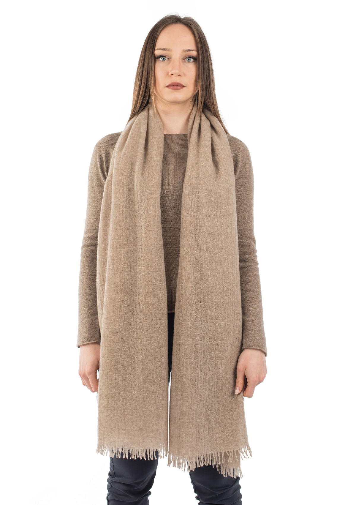 Pashmina femme 100 % cachemire, coloris Vison | Dalle Piane Cashmere