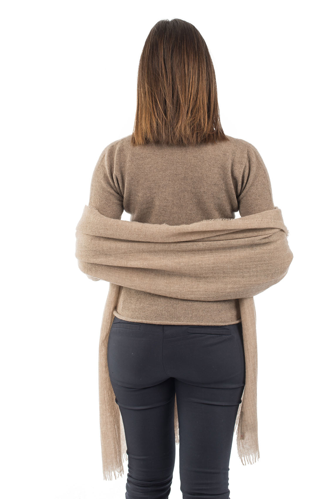 Pashmina femme 100 % cachemire, coloris Vison, vue 4 | Dalle Piane Cashmere