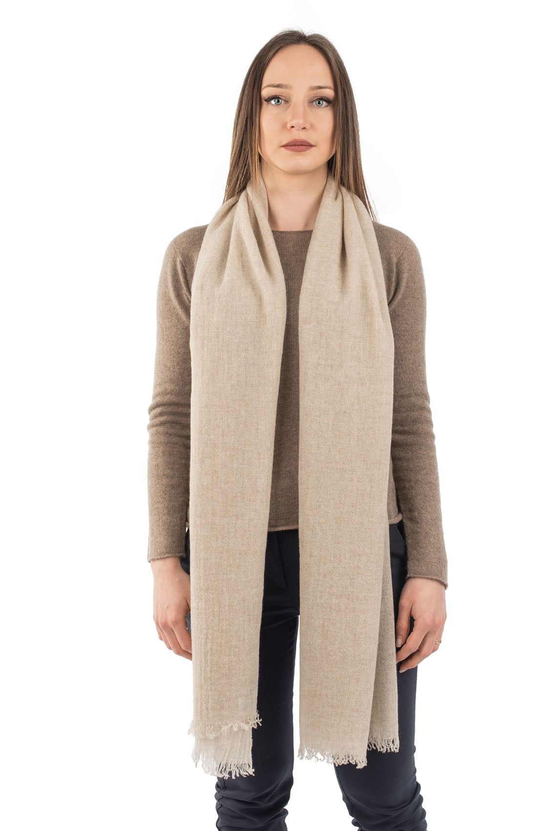 Pashmina 100% cashmere, colore Beige | Dalle Piane Cashmere