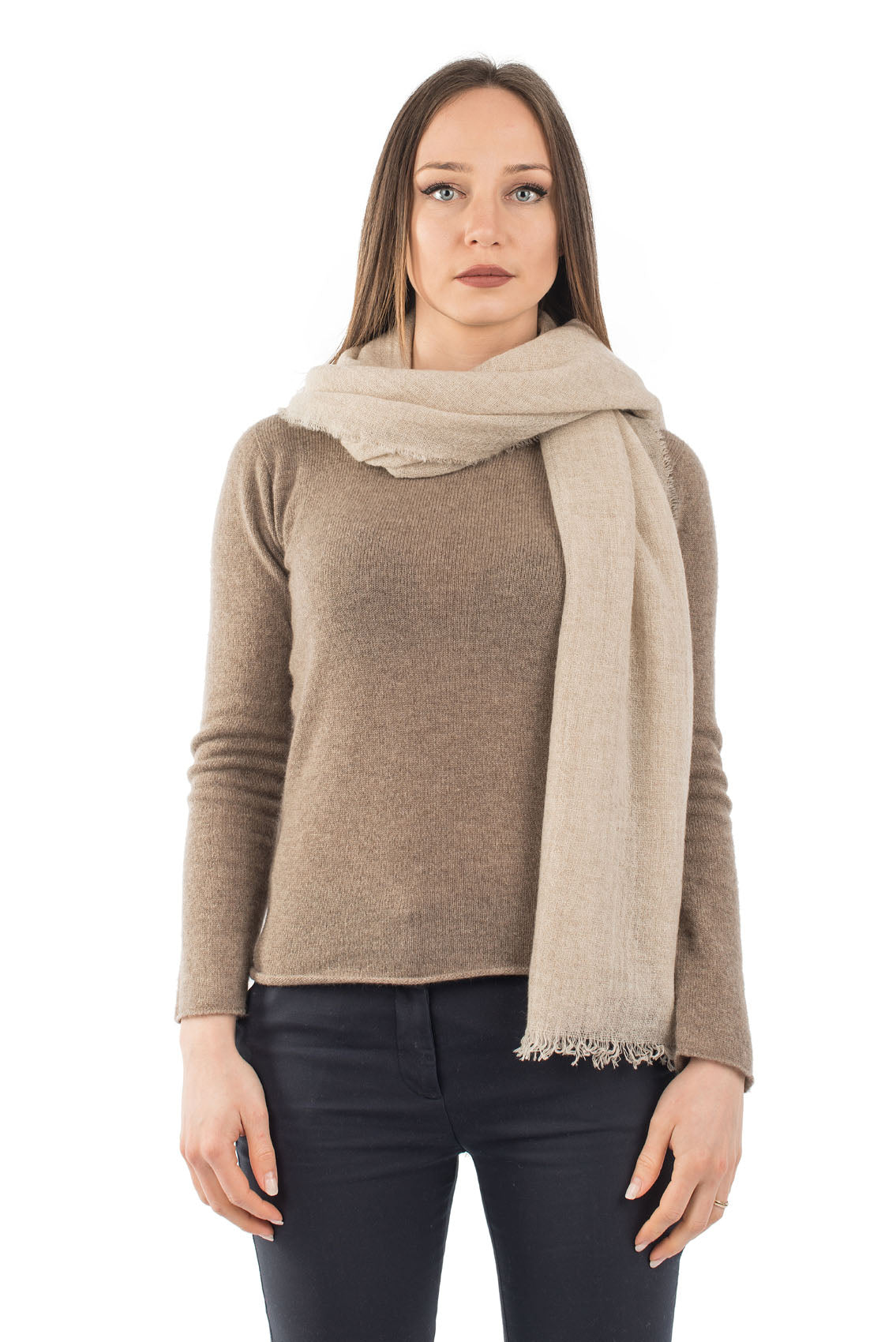 Pashmina femme 100 % cachemire, coloris Beige, vue 3 | Dalle Piane Cashmere