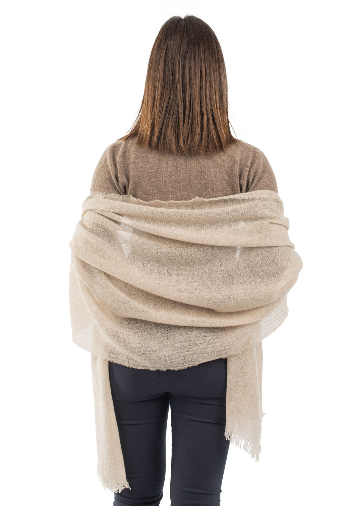 Pashmina femme 100 % cachemire, coloris Beige, vue 4 | Dalle Piane Cashmere