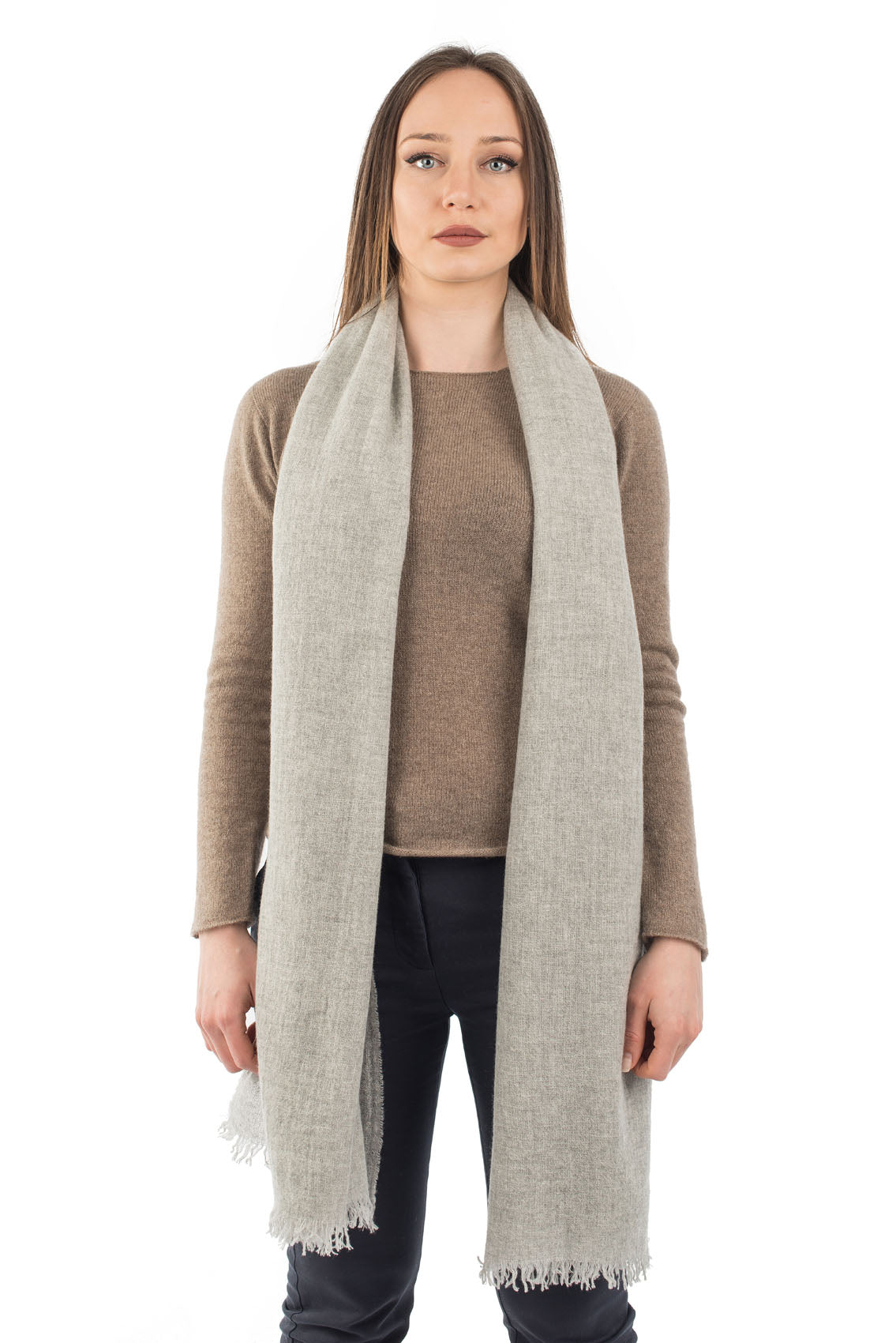 Pashmina femme 100 % cachemire, coloris Gris | Dalle Piane Cashmere