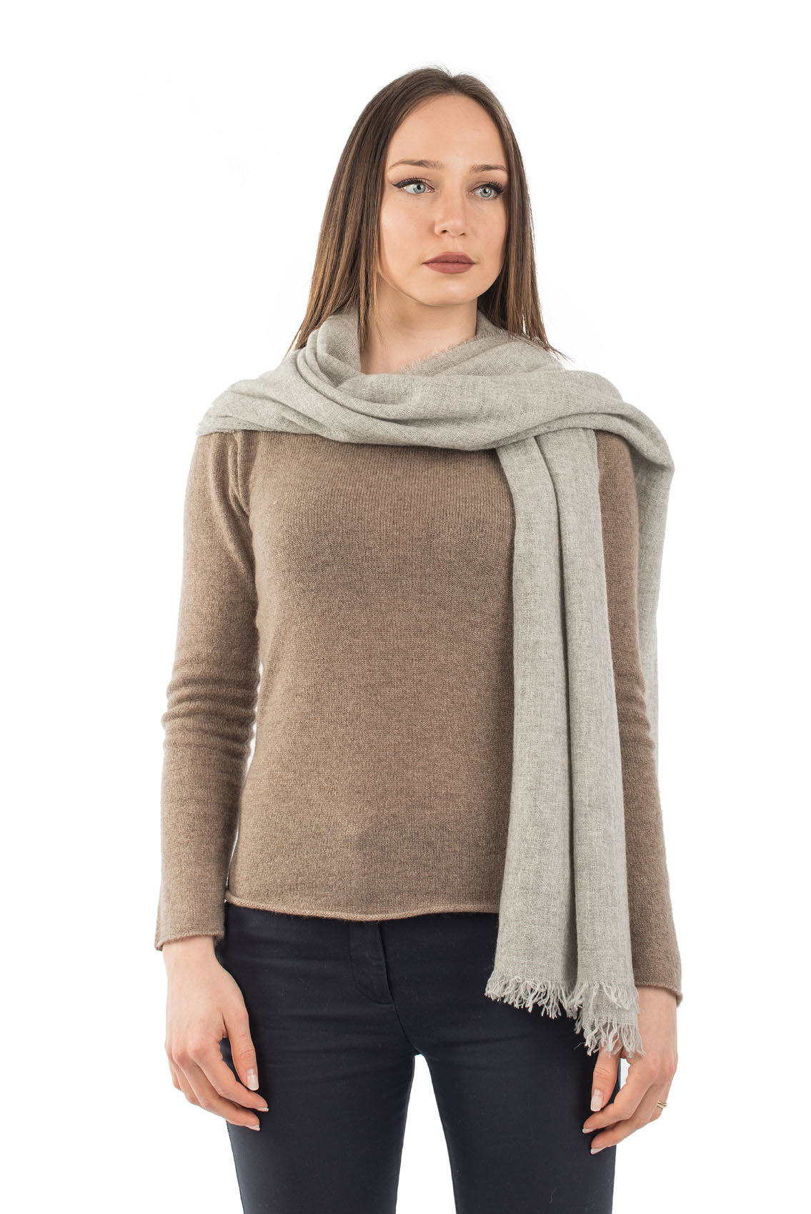 Pashmina femme 100 % cachemire, coloris Gris, vue 3 | Dalle Piane Cashmere