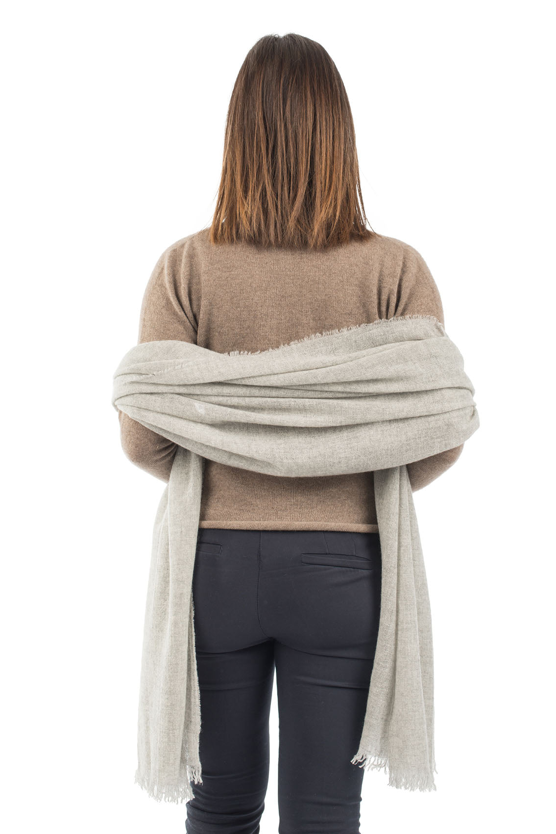 Pashmina femme 100 % cachemire, coloris Gris, vue 4 | Dalle Piane Cashmere