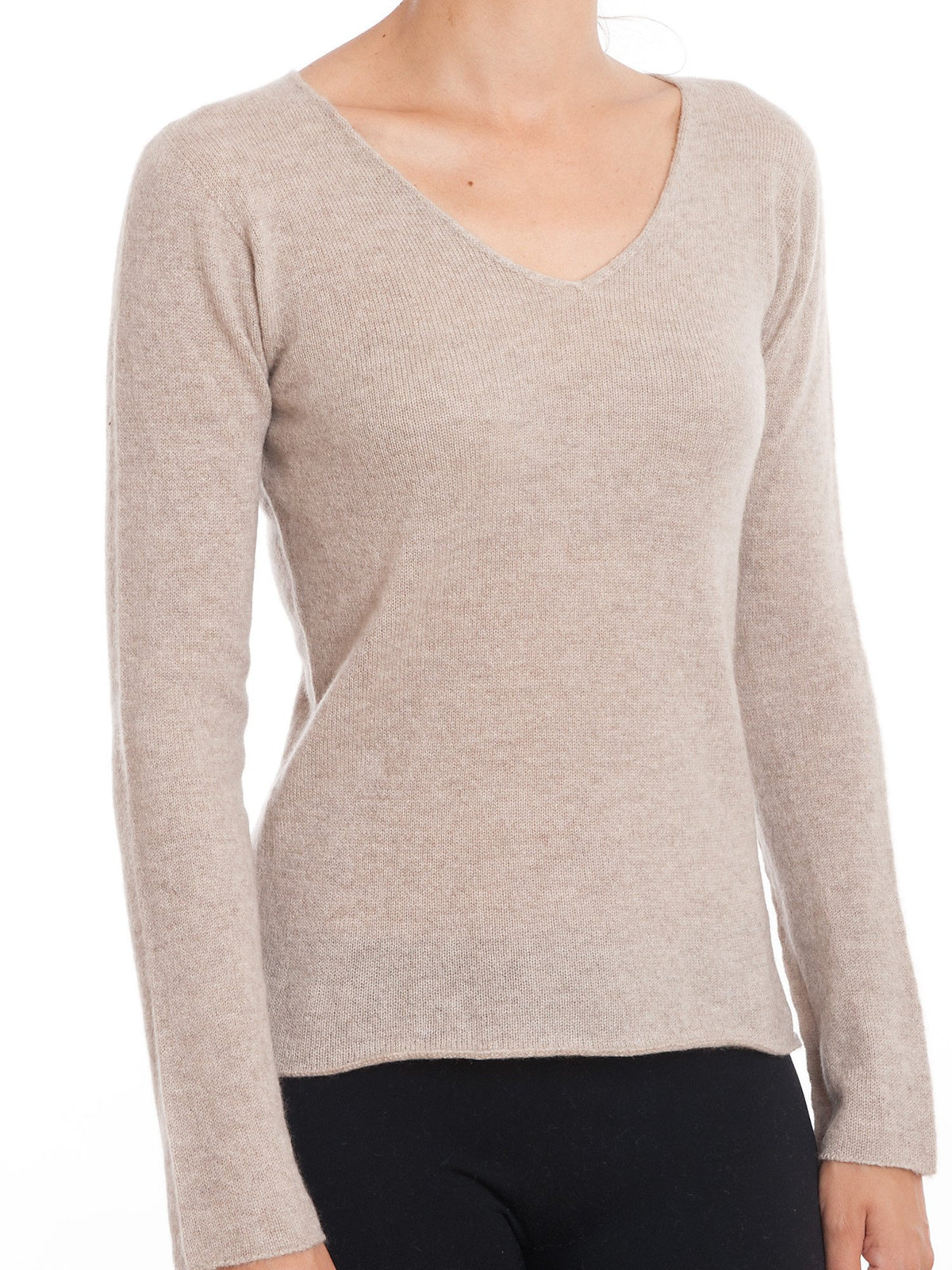 Scollo a V Donna 100% Cashmere, colore Beige | Dalle Piane Cashmere