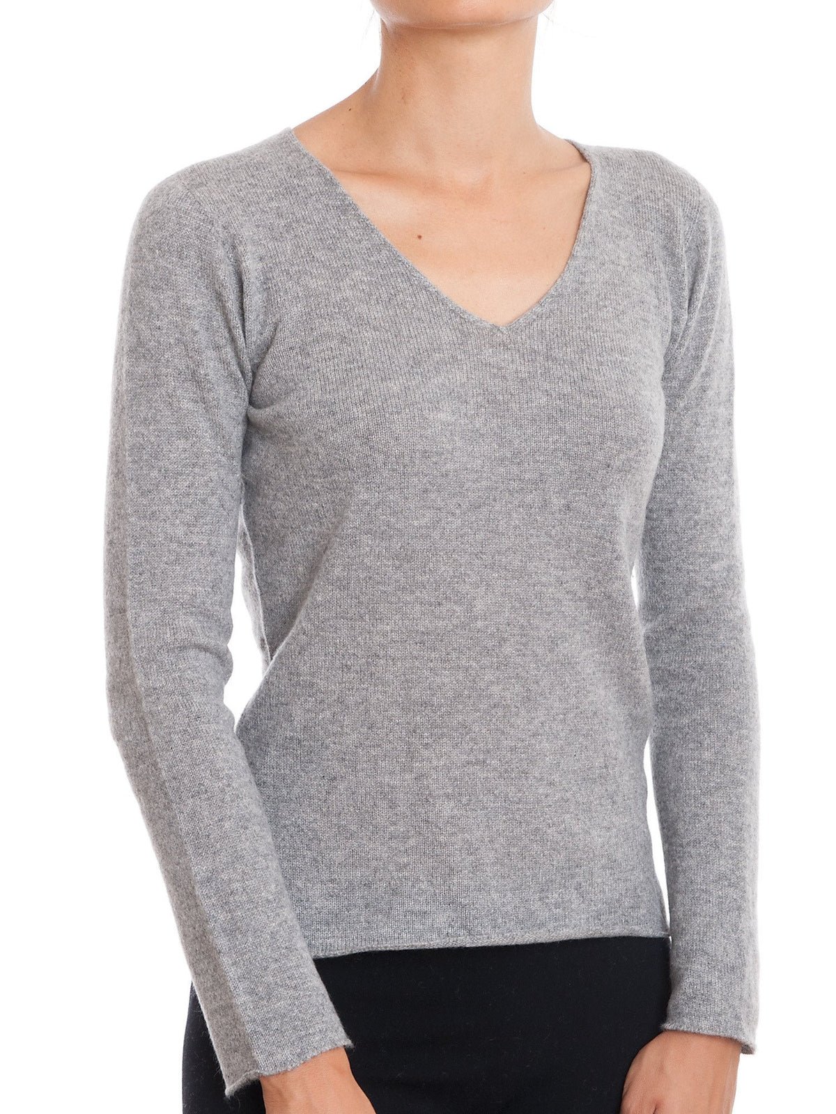 Pull col V femme 100 % cachemire, coloris Gris, vue 3 | Dalle Piane Cashmere
