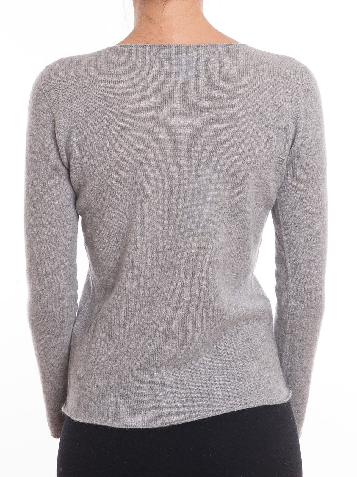 Pull col V femme 100 % cachemire, coloris Gris, vue 4 | Dalle Piane Cashmere