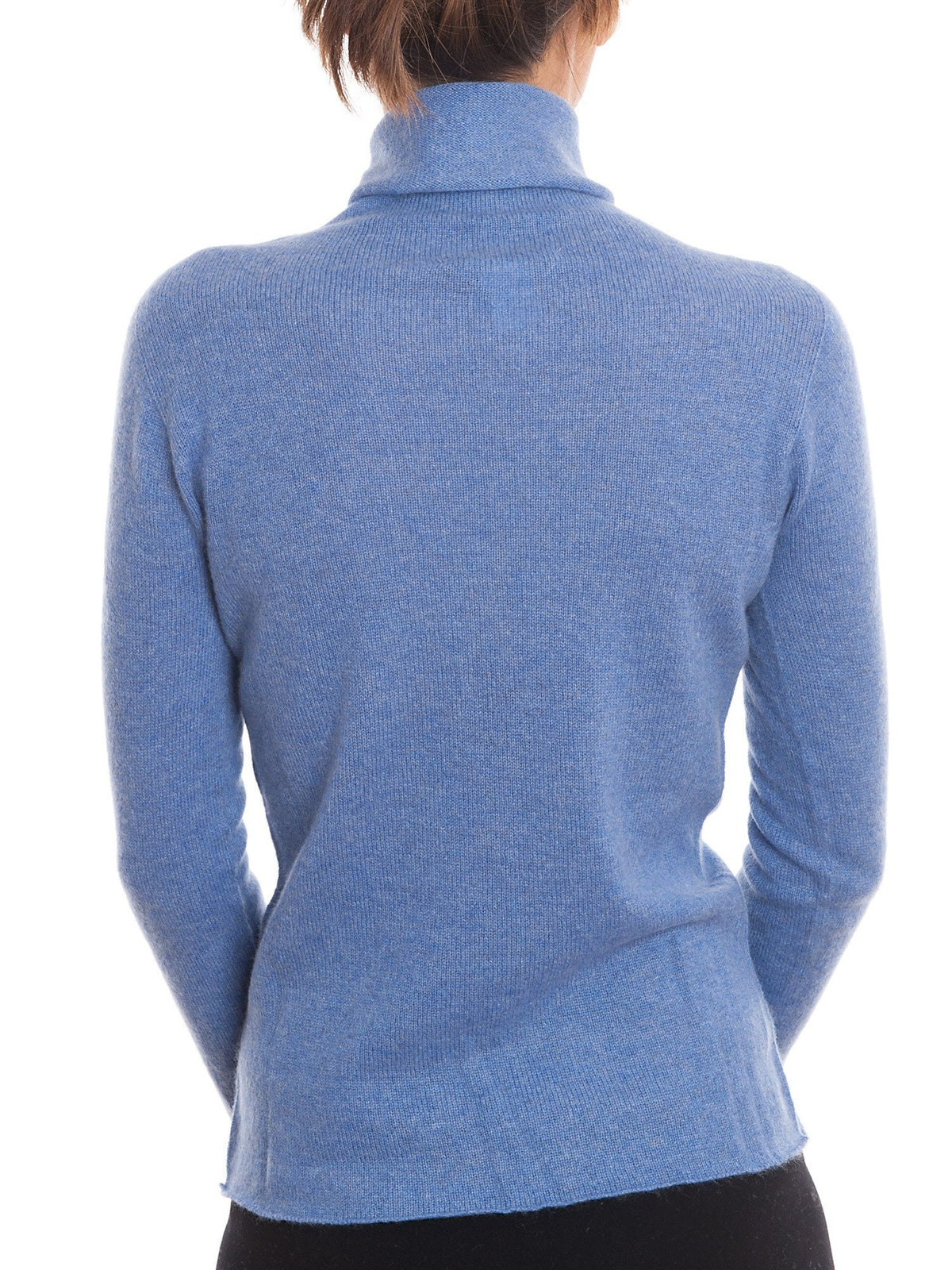 Pull col roulé femme 100 % cachemire, coloris Azur, vue 4 | Dalle Piane Cashmere