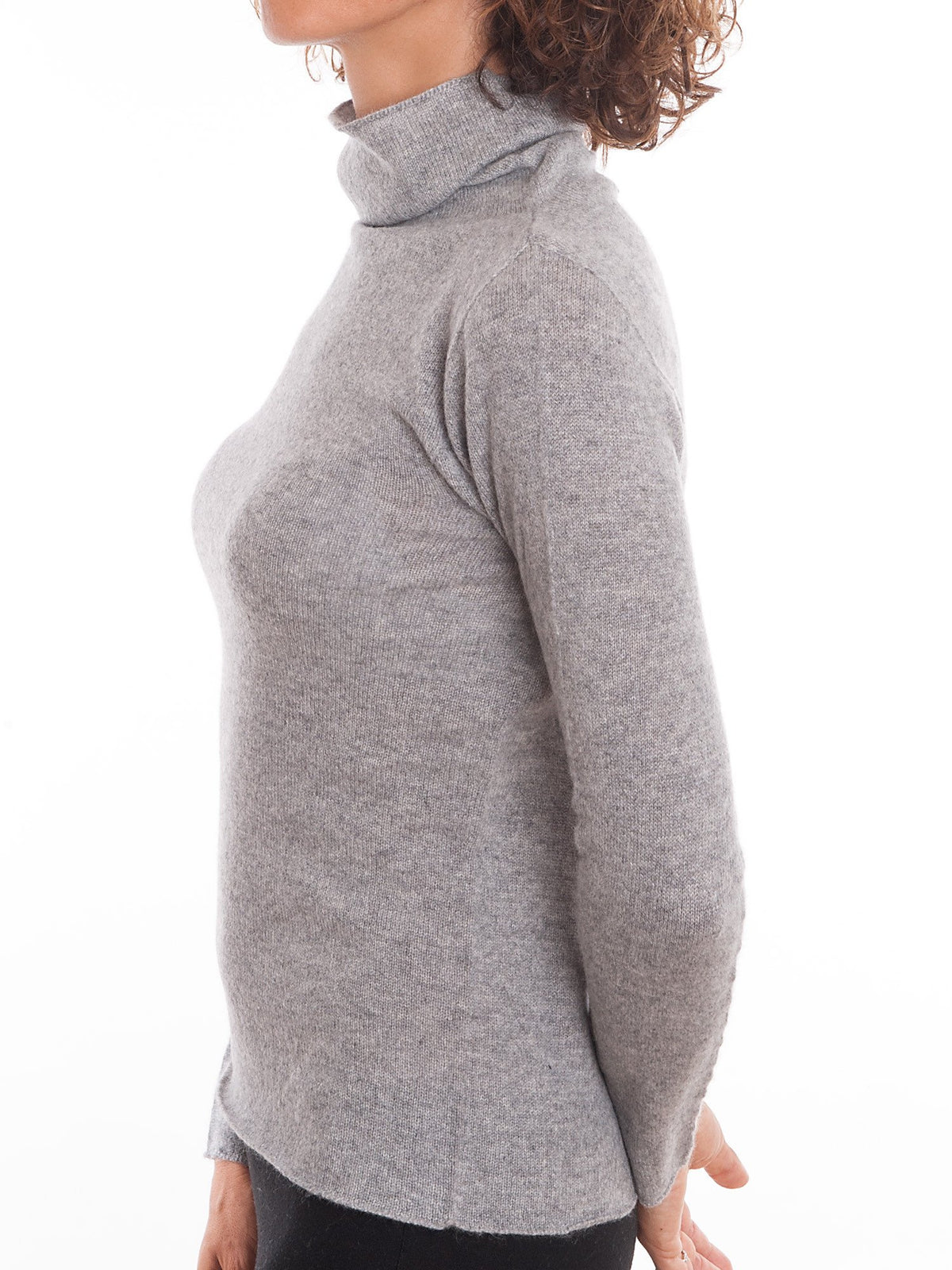Pull col roulé femme 100 % cachemire, coloris Gris, vue 2 | Dalle Piane Cashmere