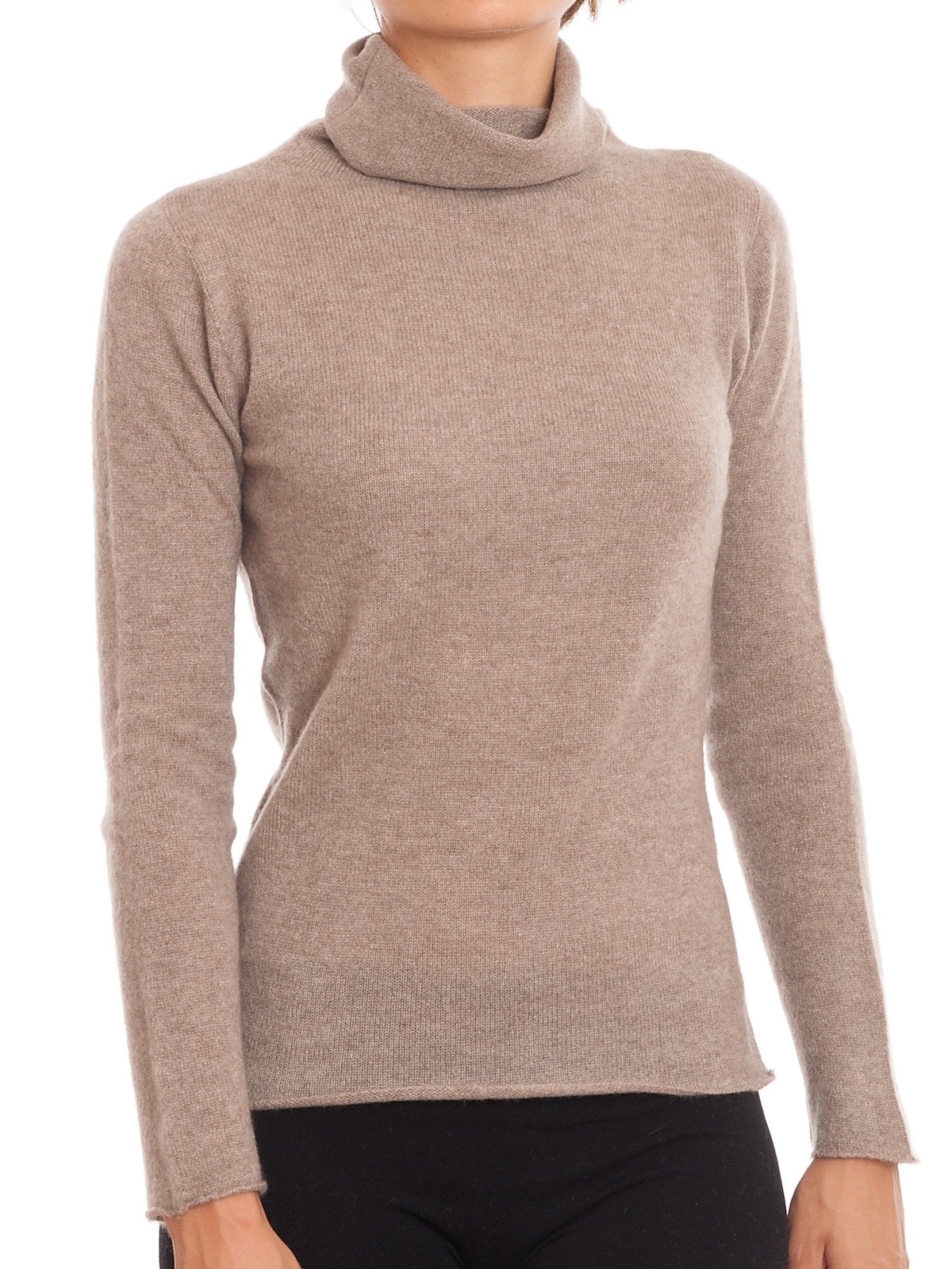 Pull col roulé femme 100 % cachemire, coloris Vison, vue 3 | Dalle Piane Cashmere