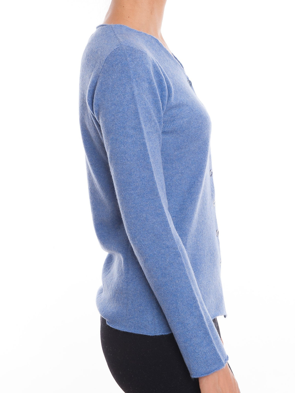 Cardigan con bottoni 100% Cashmere, colore Azzurro, vista 3 | Dalle Piane Cashmere