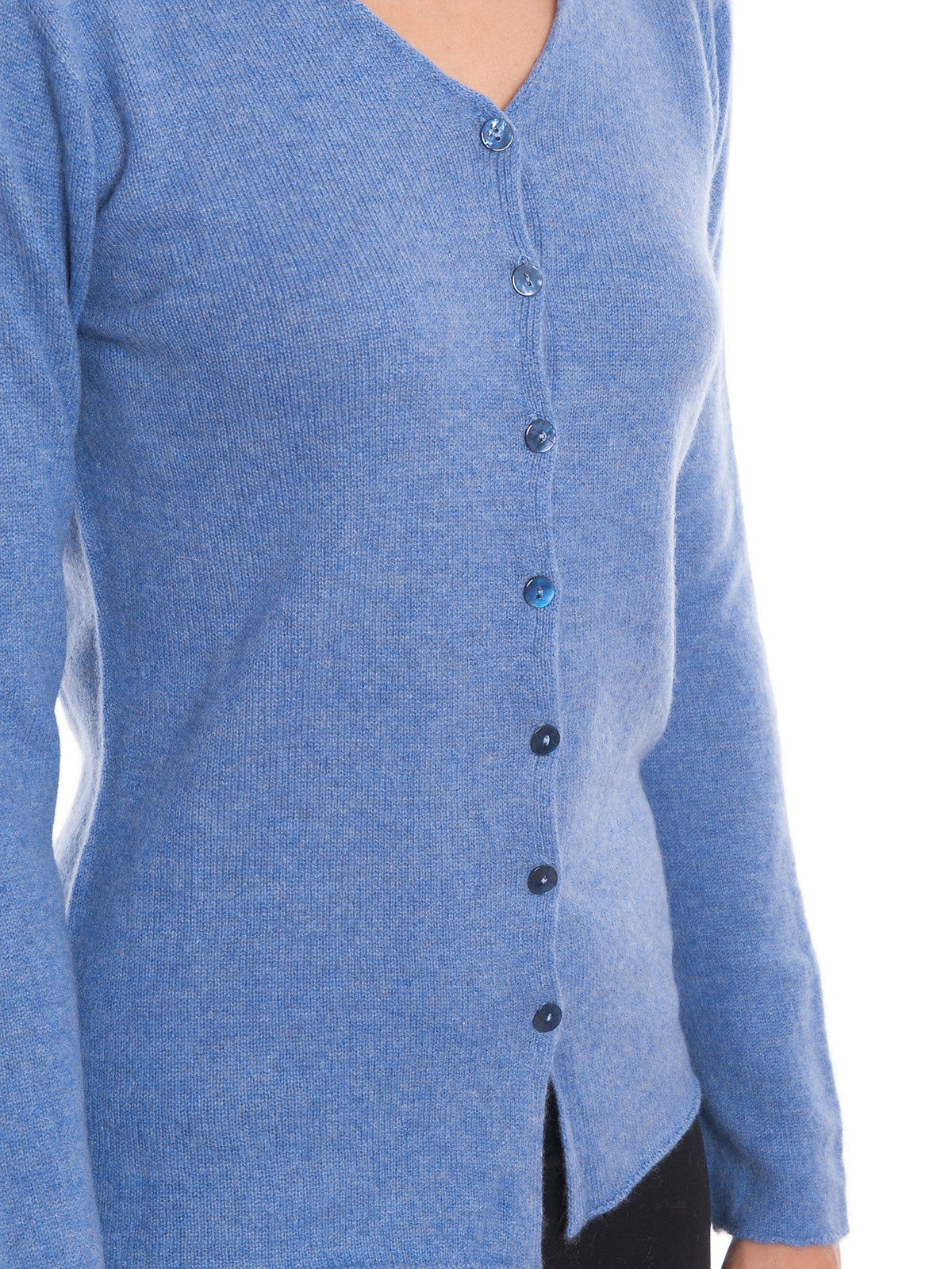 Cardigan con bottoni 100% Cashmere, colore Azzurro, vista 2 | Dalle Piane Cashmere
