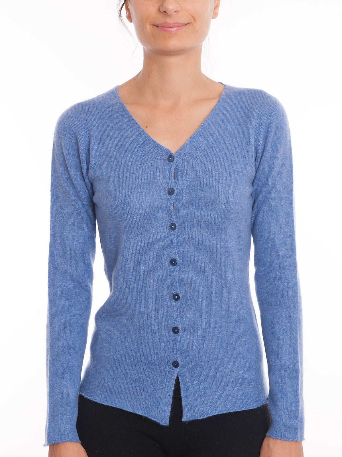 Cardigan con bottoni 100% Cashmere, colore Azzurro | Dalle Piane Cashmere