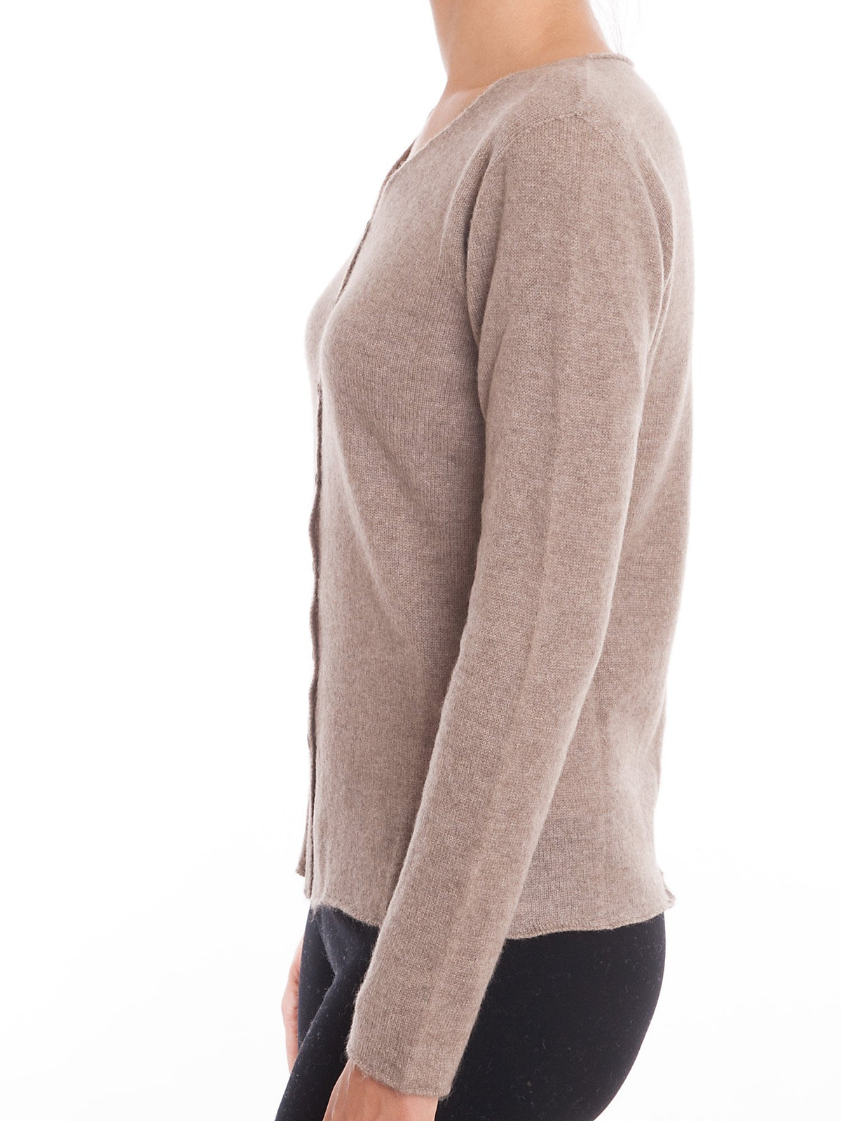 Cardigan con bottoni 100% Cashmere, colore Visone, vista 3 | Dalle Piane Cashmere