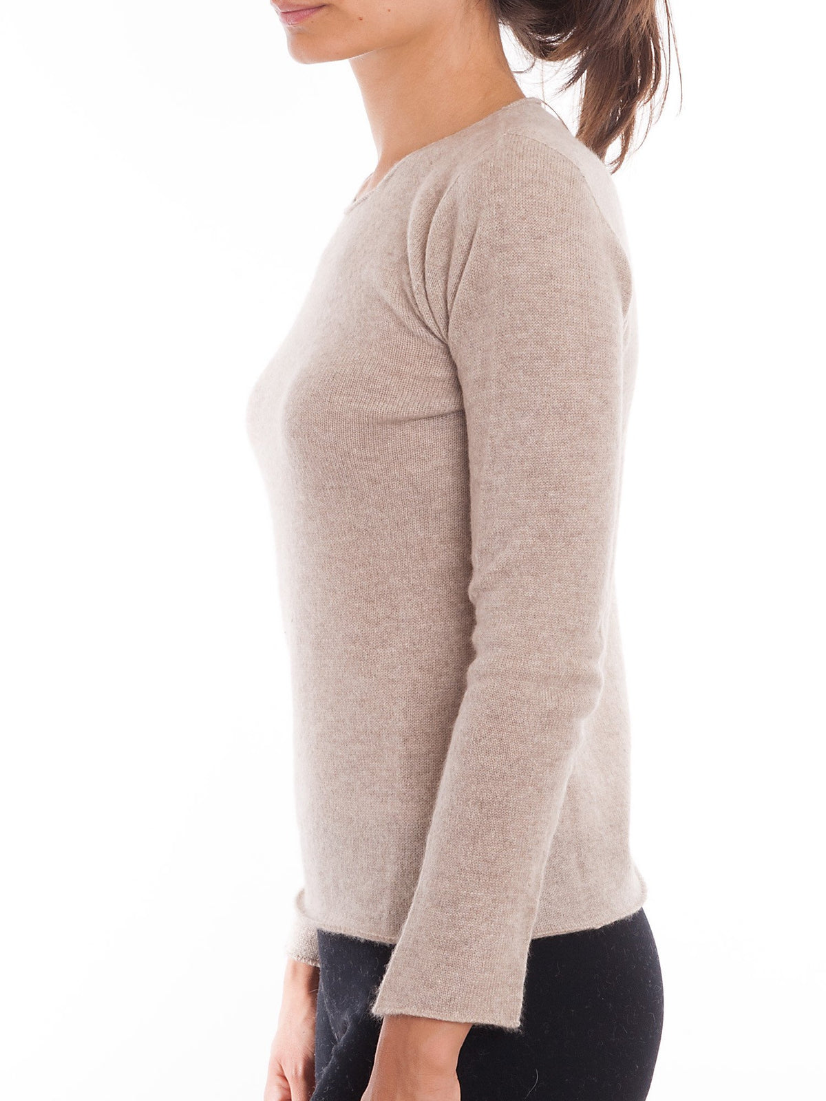 Girocollo Donna 100% Cashmere, colore Beige, vista 2 | Dalle Piane Cashmere