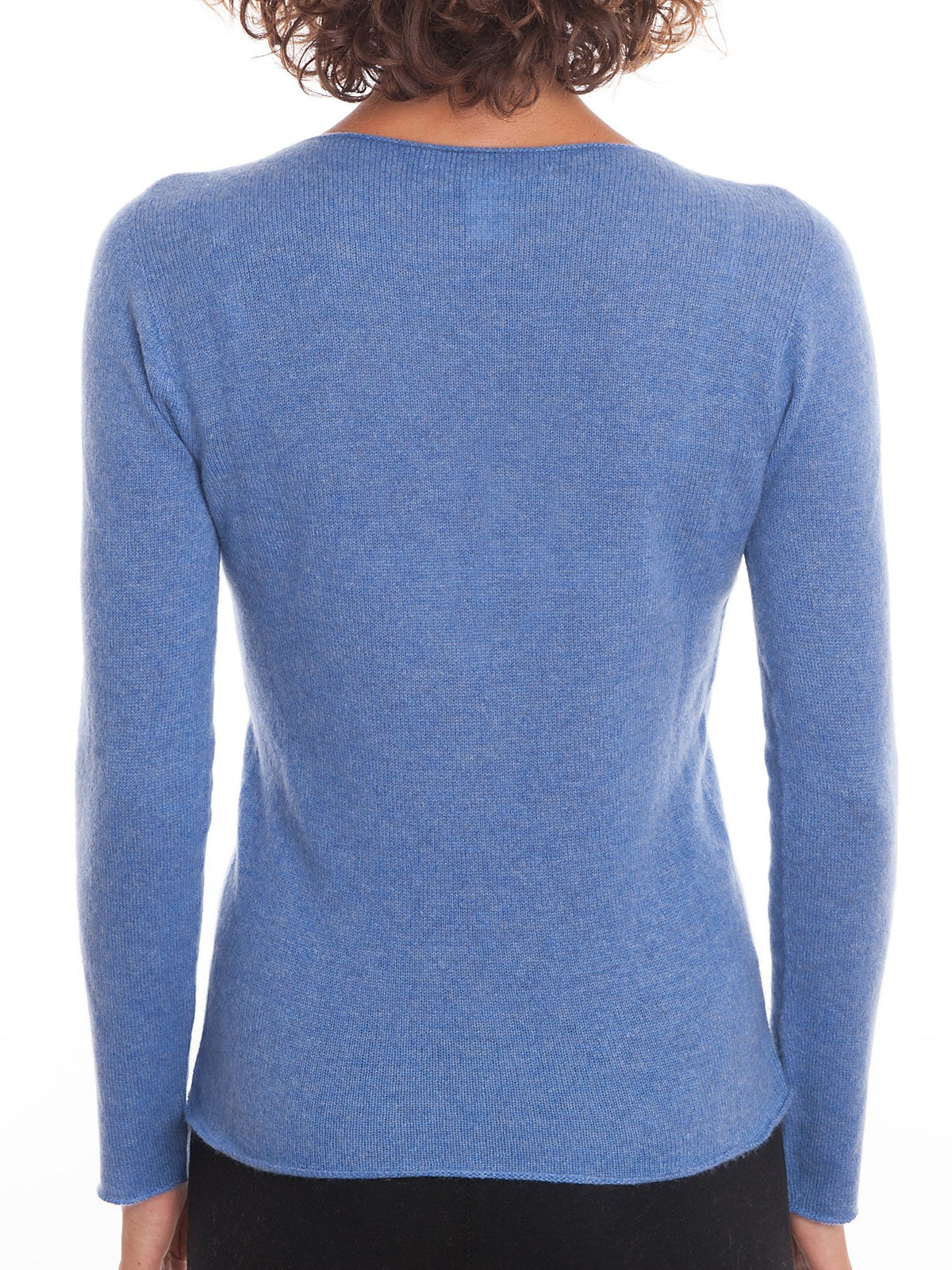 Pull col rond femme 100 % cachemire, coloris Azur, vue 3 | Dalle Piane Cashmere