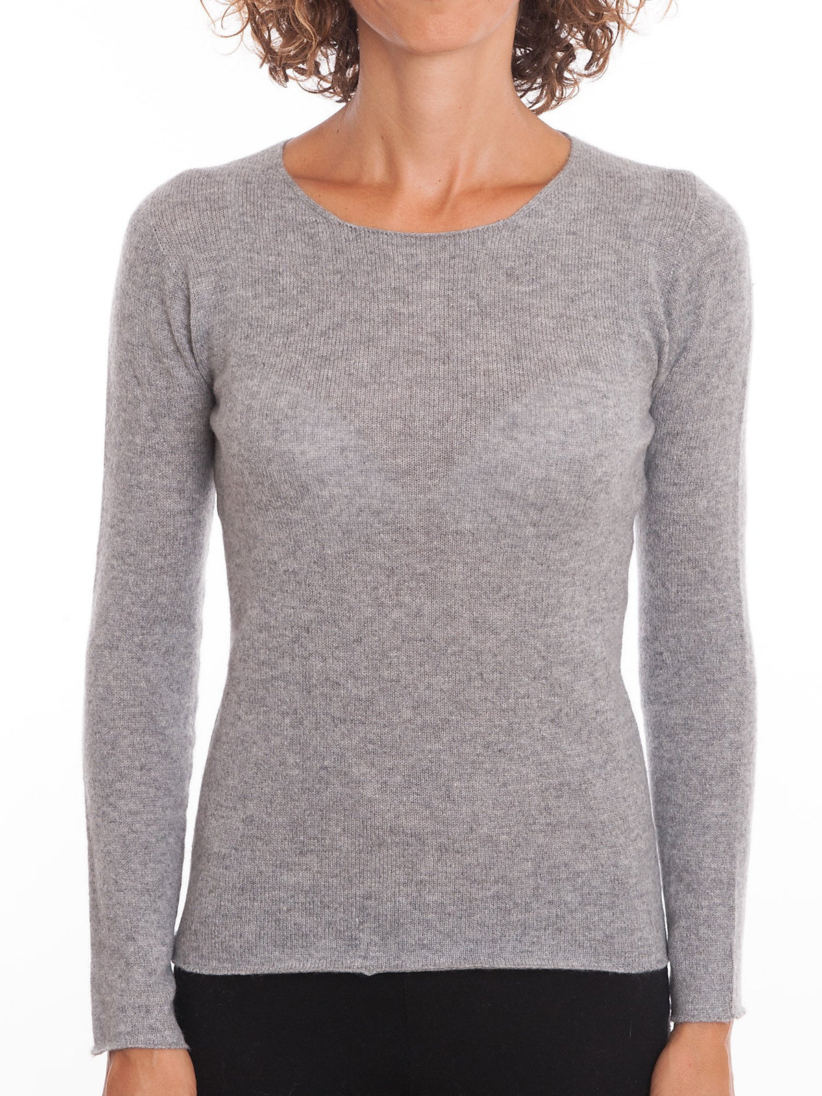 Pull col rond femme 100 % cachemire, coloris Gris | Dalle Piane Cashmere